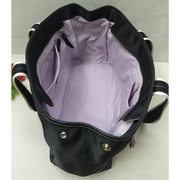 Coach Chelsea Black Nylon Double Handles Zipper Closure Large Tote Shoulder Bag - Picture 11 of 16